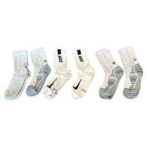 Nike 6 pk Men's White and Gray Socks Set Nike/Under Armour medium